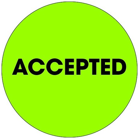 Bsc Preferred 2'' Circle - ''Accepted'' Fluorescent Green Labels BUY00019810